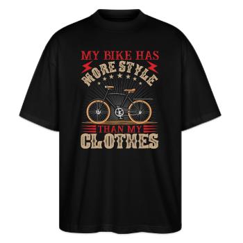 My bike has more style than my clothes - Stanley/Stella Oversized Unisex Organic T-shirt Blaster 2.0 - black - Front - Alina (178cm) & Michal (187cm)