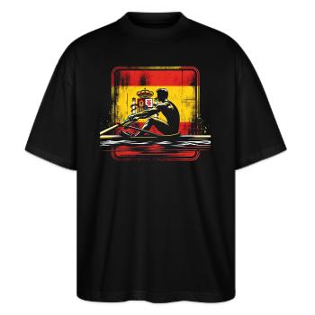 Drapeau de l’Espagne aviron Mâle Crâne patriote - T-shirt bio Blaster 2.0 coupe oversize Stanley/Stella Unisexe - noir - Devant - Alina (178cm) & Michal (187cm)