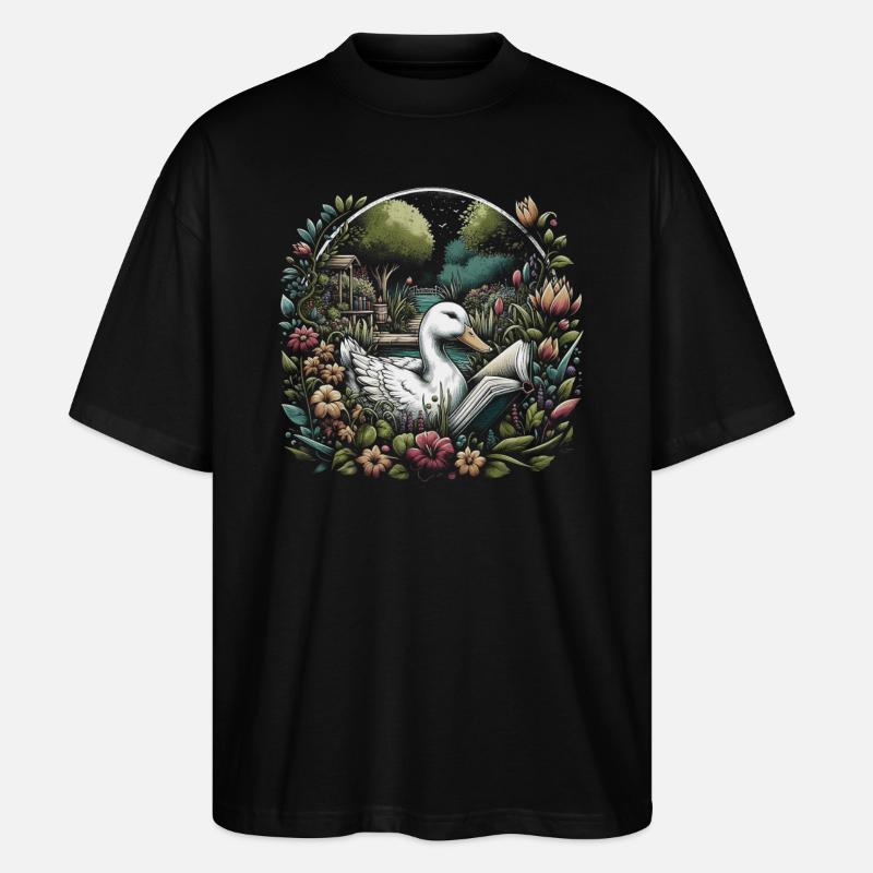 Enten-lesebuch – Vollmond-seelandschaft - Stanley/Stella Oversized Unisex Bio T-Shirt Blaster 2.0 - Schwarz