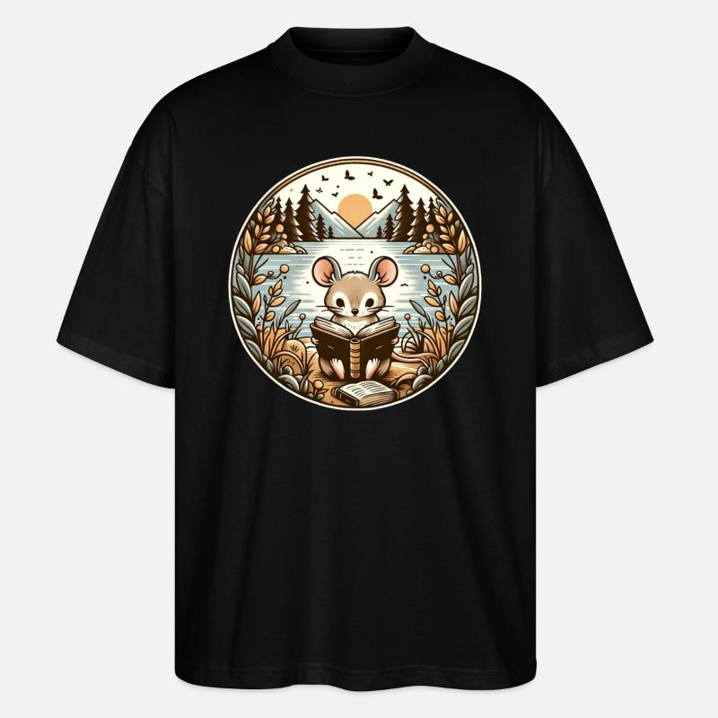 Mouse Wilderness Book Reading Adventure - Stanley/Stella Oversized Unisex Bio T-Shirt Blaster 2.0 - Schwarz