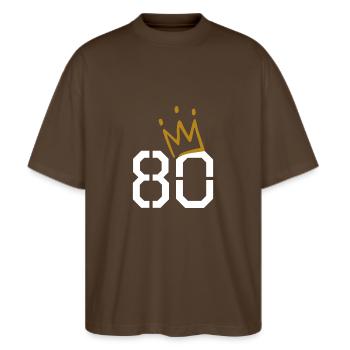 80th birthday - Stanley/Stella Oversized Unisex Organic T-shirt Blaster 2.0 - mocha - Front - Alina (178cm) & Michal (187cm)
