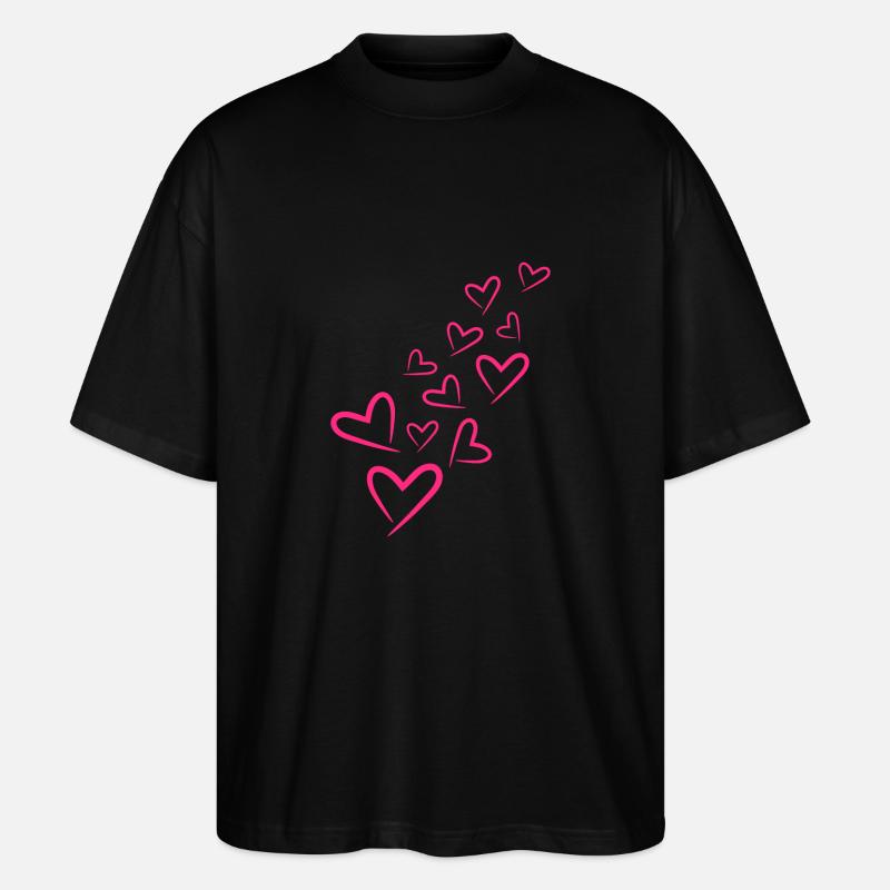Hearts heart pattern - Stanley/Stella Oversized Unisex Organic T-shirt Blaster 2.0 - black