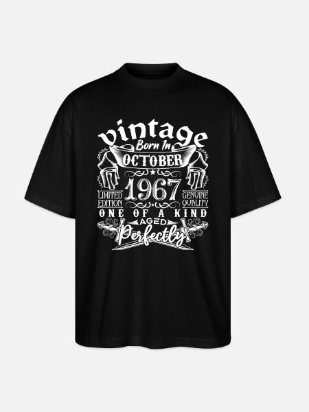 1967 Oktober 1967 Fødselsdag oktober 1967 - Stanley/Stella Oversize Unisex Øko T-shirt Blaster 2.0 - sort