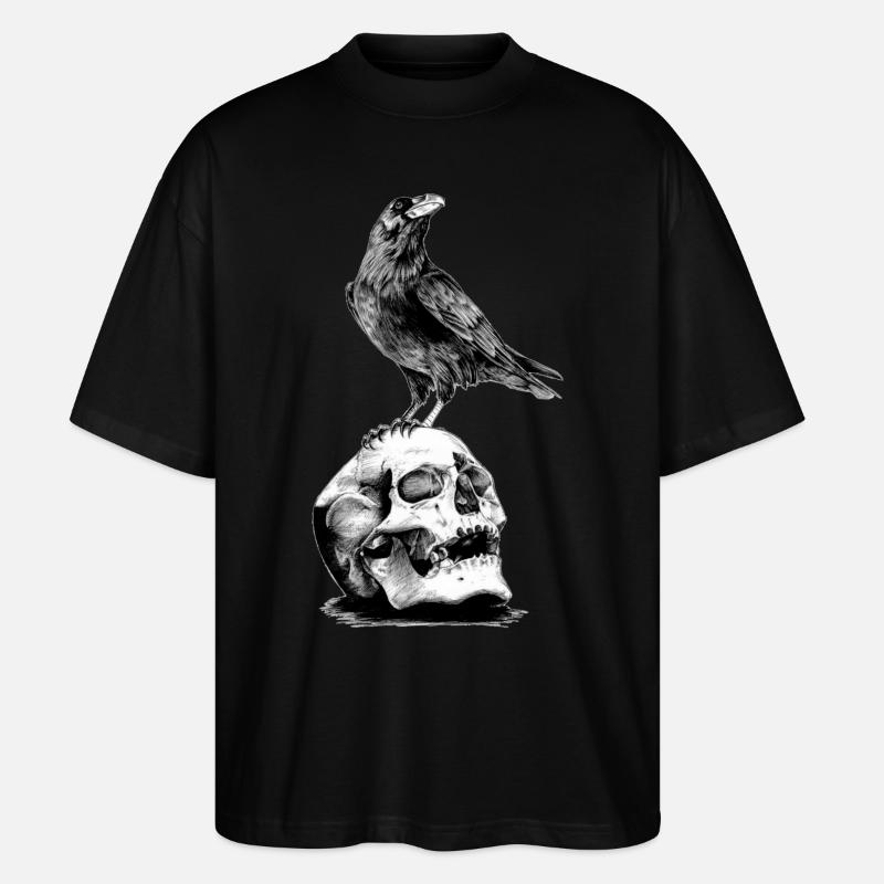 Skull mit Krähe - Stanley/Stella Oversized Unisex Bio T-Shirt Blaster 2.0 - Schwarz