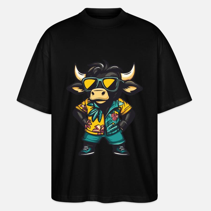 Stier Comic Lustig Sommer - Stanley/Stella Oversized Unisex Bio T-Shirt Blaster 2.0 - Schwarz