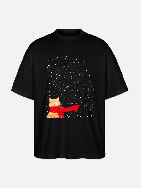 Schneekatze getigert - Stanley/Stella Oversized Unisex Bio T-Shirt Blaster 2.0 - Schwarz