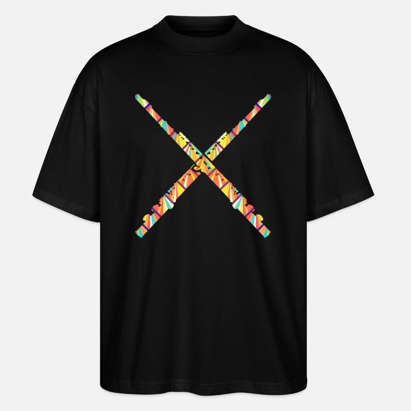 Flute Geometric Tee - Stanley/Stella Oversized Unisex Organic T-shirt Blaster 2.0 - black