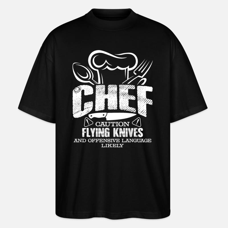 Chef Caution Flying Knives - Stanley/Stella Oversized Unisex Organic T-shirt Blaster 2.0 - black
