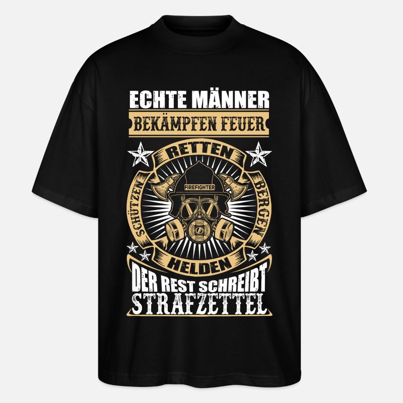 Feuerwehr Echte Männer - Stanley/Stella Oversized Unisex Bio T-Shirt Blaster 2.0 - Schwarz