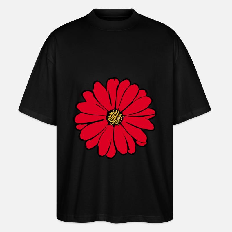 Blume rot rote Blume - Stanley/Stella Oversized Unisex Bio T-Shirt Blaster 2.0 - Schwarz