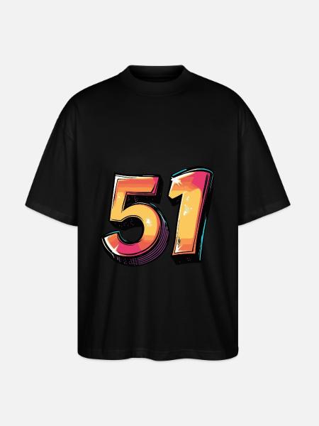 51 Zahl Bunt - Stanley/Stella Oversized Unisex Bio T-Shirt Blaster 2.0 - Schwarz