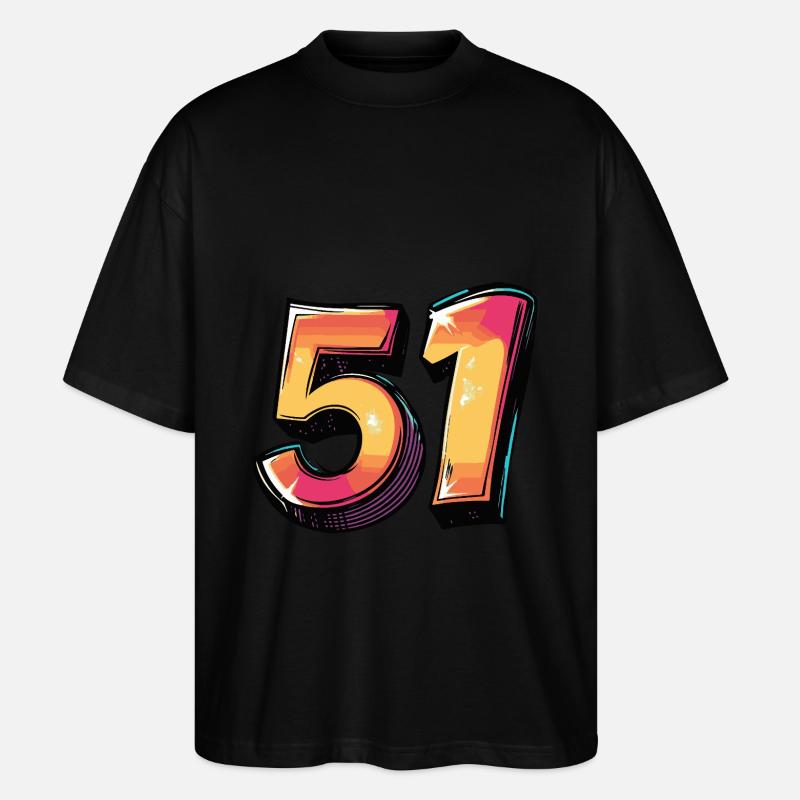 51 Zahl Bunt - Stanley/Stella Oversized Unisex Bio T-Shirt Blaster 2.0 - Schwarz