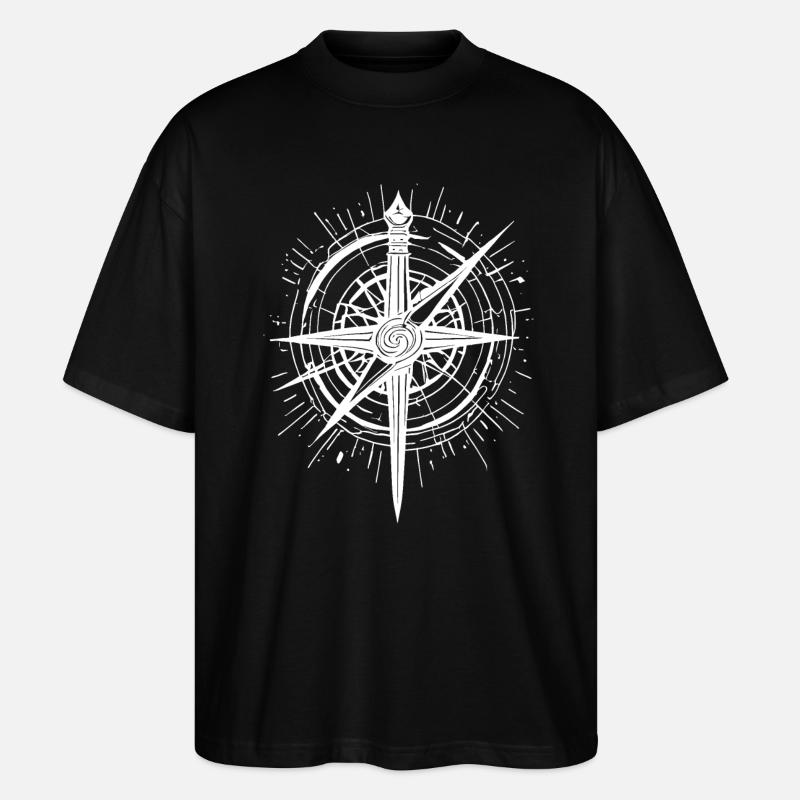 Abstract Blade Compass White - Stanley/Stella Oversized Unisex Organic T-shirt Blaster 2.0 - black