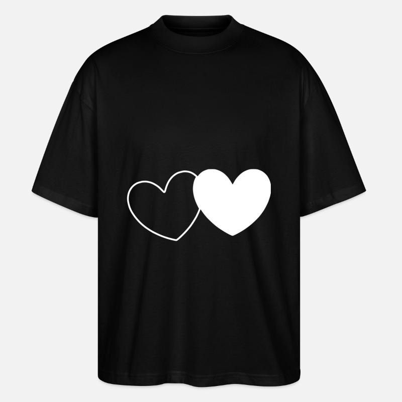 Weißes Herz - Stanley/Stella Oversized Unisex Bio T-Shirt Blaster 2.0 - Schwarz