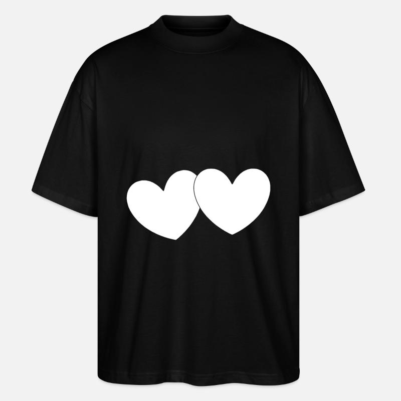 Cœur blanc Saint-Valentin - T-shirt bio Blaster 2.0 coupe oversize Stanley/Stella Unisexe - noir