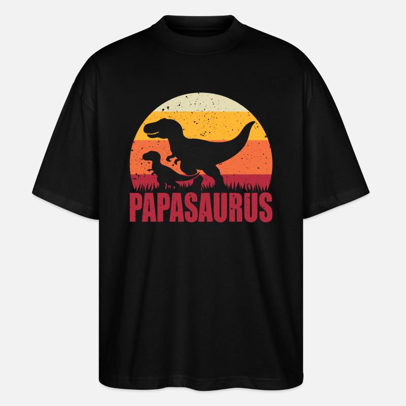 Papasaurus Vatertag Papa Vater Vati Geschenkidee - Stanley/Stella Oversized Unisex Bio T-Shirt Blaster 2.0 - Schwarz