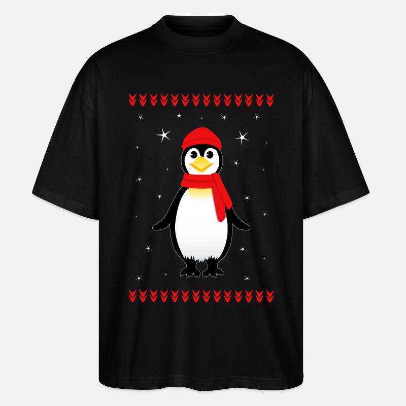 Pinguin Schnee Sterne - Stanley/Stella Oversized Unisex Bio T-Shirt Blaster 2.0 - Schwarz