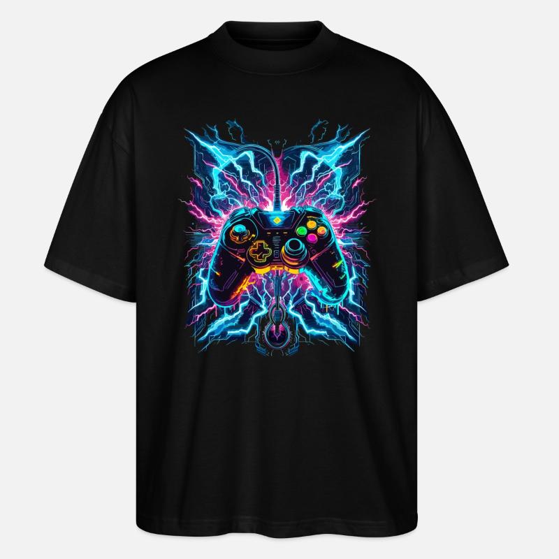Neon Blitz Power Gaming Controller - Stanley/Stella Oversized Unisex Organic T-shirt Blaster 2.0 - black