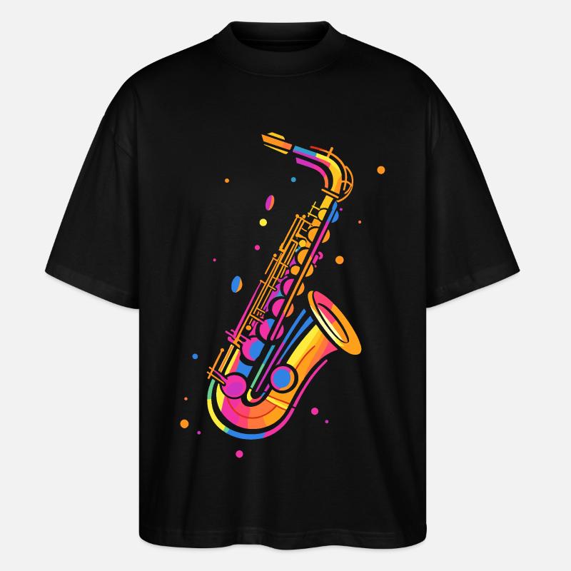 Retro Saxophon - Stanley/Stella Oversized Unisex Bio T-Shirt Blaster 2.0 - Schwarz
