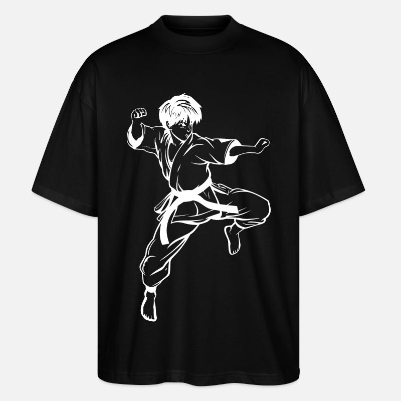 Croquis de karaté garçon - T-shirt bio Blaster 2.0 coupe oversize Stanley/Stella Unisexe - noir