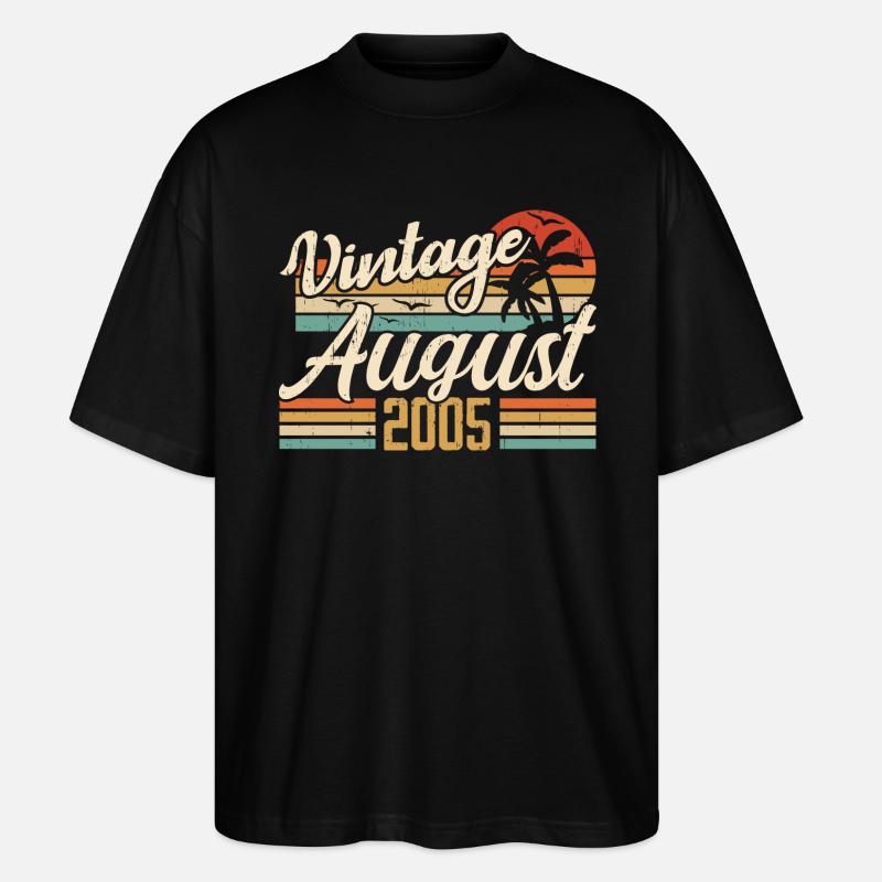 Août 2005 Anniversaire 2005 - Cadeau Légendes Août - T-shirt bio Blaster 2.0 coupe oversize Stanley/Stella Unisexe - noir