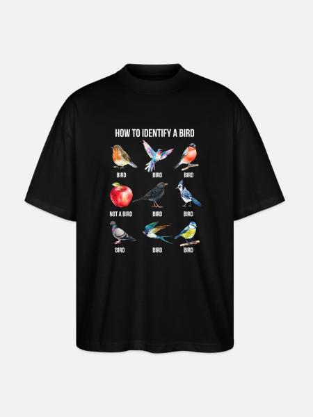 Sjov fugl nørd design Sådan identificerer du en fugl - Stanley/Stella Oversize Unisex Øko T-shirt Blaster 2.0 - sort