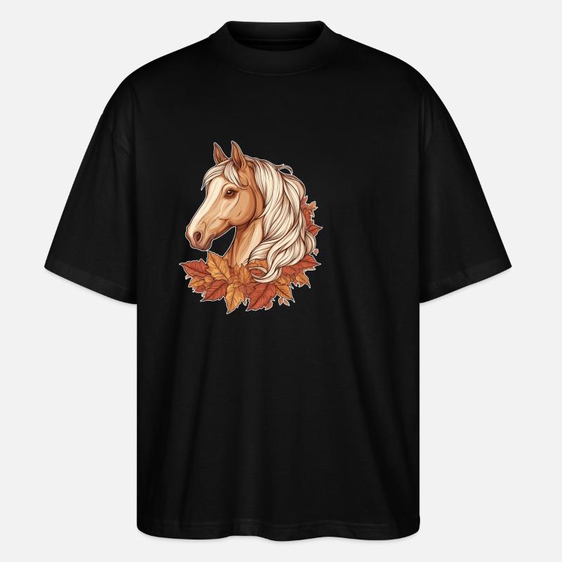 Pferd Herbst - Stanley/Stella Oversized Unisex Bio T-Shirt Blaster 2.0 - Schwarz