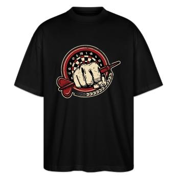 Dart Club 5 - Dart T-Shirts RAHMENLOS - Sport Club - Stanley/Stella Oversized Unisex Bio T-Shirt Blaster 2.0 - Schwarz - Vorne - Alina (178cm) & Michal (187cm)