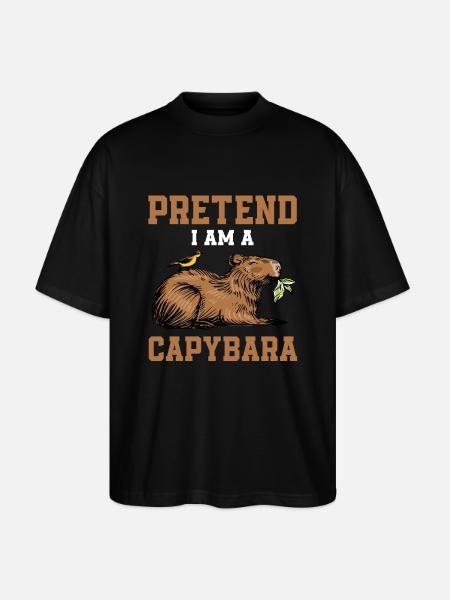 Pretend I Am A Capybara - Stanley/Stella Oversized Unisex Organic T-shirt Blaster 2.0 - black