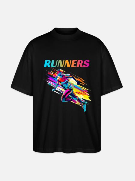 Dynamische Läufer Lauf Wettkampf - Stanley/Stella Oversized Unisex Bio T-Shirt Blaster 2.0 - Schwarz
