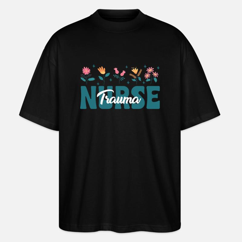 Trauma Krankenschwester Blumen Outfit - Stanley/Stella Oversized Unisex Bio T-Shirt Blaster 2.0 - Schwarz