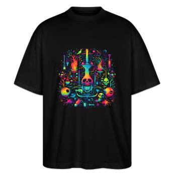 Wissenschaftliche Illustration - Stanley/Stella Oversized Unisex Bio T-Shirt Blaster 2.0 - Schwarz - Vorne - Alina (178cm) & Michal (187cm)