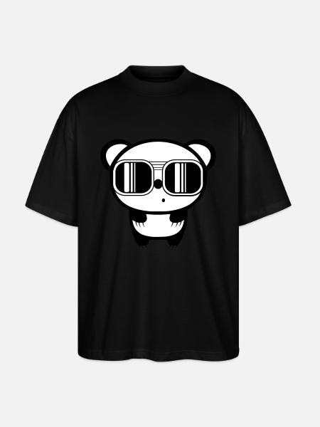 dessin panda - T-shirt bio Blaster 2.0 coupe oversize Stanley/Stella Unisexe - noir