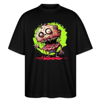 Cupcake Zombie Halloween - Stanley/Stella Oversized Unisex Organic T-shirt Blaster 2.0 - black - Front - Alina (178cm) & Michal (187cm)