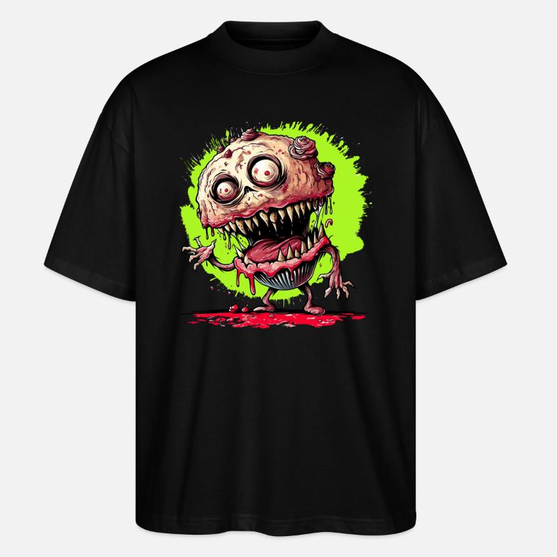 Cupcake Zombie Halloween - Stanley/Stella Oversized Unisex Organic T-shirt Blaster 2.0 - black