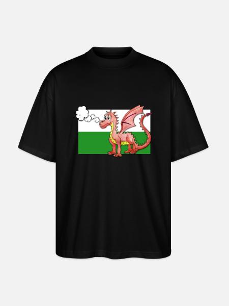 Puffing Welsh Dragon - Gregory - Stanley/Stella Oversized Unisex Organic T-shirt Blaster 2.0 - black