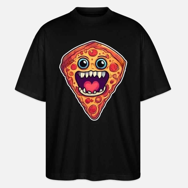 Niedliches Pizzamonster im Comic Style - Stanley/Stella Oversized Unisex Bio T-Shirt Blaster 2.0 - Schwarz