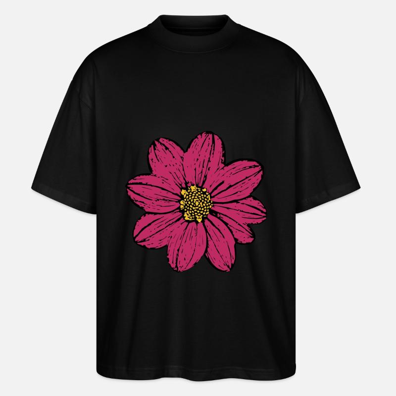 fleur, fleur, rouge, rose, violet - T-shirt bio Blaster 2.0 coupe oversize Stanley/Stella Unisexe - noir