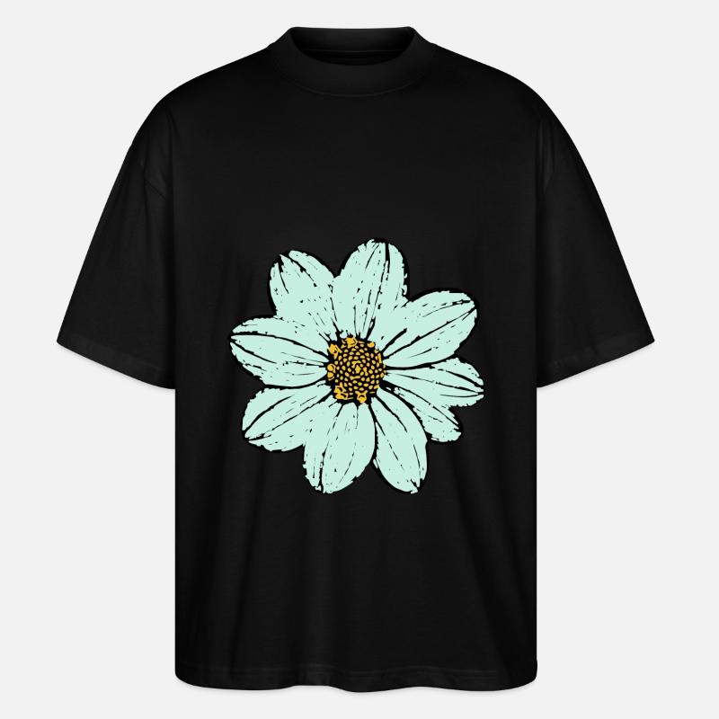 Fleur, bleu clair, fleur bleue - T-shirt bio Blaster 2.0 coupe oversize Stanley/Stella Unisexe - noir
