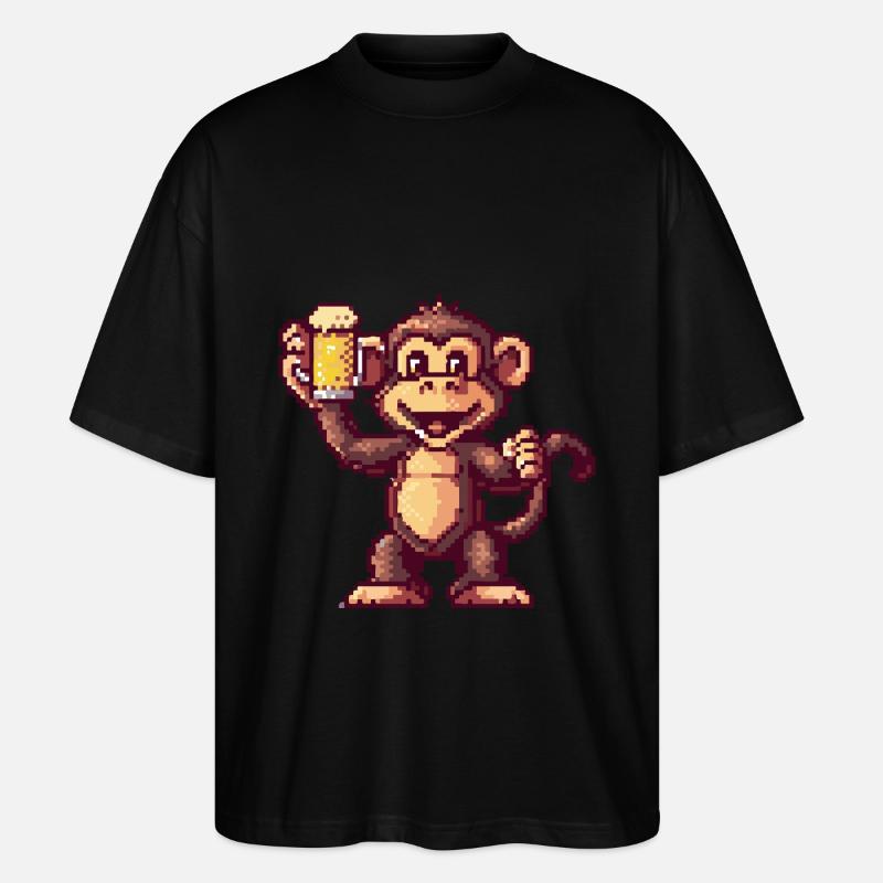 Monkey Pixel Beer - Stanley/Stella Oversized Unisex Organic T-shirt Blaster 2.0 - black