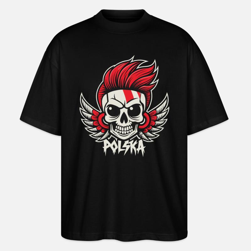 Crâne punk polonais - T-shirt bio Blaster 2.0 coupe oversize Stanley/Stella Unisexe - noir