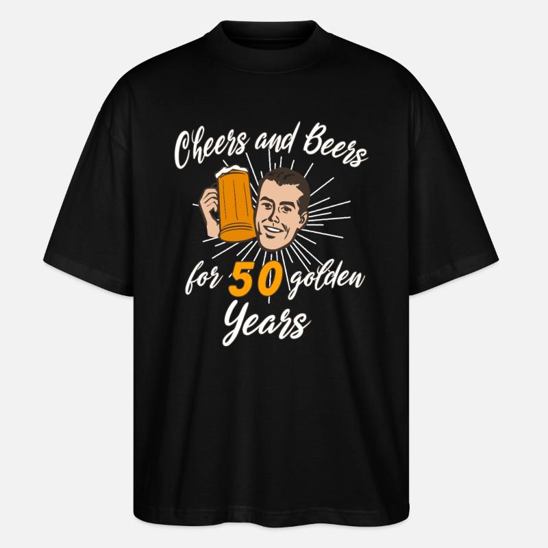 Cheers et bière pour 50 ans d’or - T-shirt bio Blaster 2.0 coupe oversize Stanley/Stella Unisexe - noir