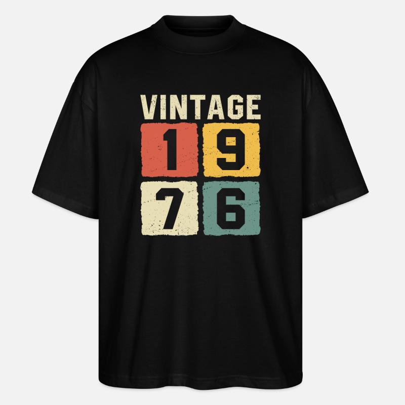 Millésime 1976 Né en 1976 - T-shirt bio Blaster 2.0 coupe oversize Stanley/Stella Unisexe - noir