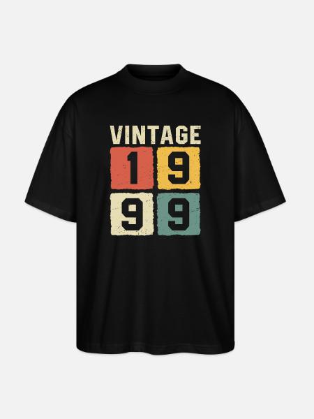 Millésime 1999 Né en 1999 - T-shirt bio Blaster 2.0 coupe oversize Stanley/Stella Unisexe - noir