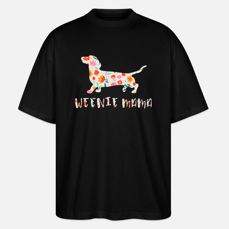 Weenie Mama Dackel blumig - Stanley/Stella Oversized Unisex Bio T-Shirt Blaster 2.0 - Schwarz