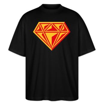 Diamant (pierre précieuse / brillant / symbole / rouge / 2C) - T-shirt bio Blaster 2.0 coupe oversize Stanley/Stella Unisexe - noir - Devant - Alina (178cm) & Michal (187cm)