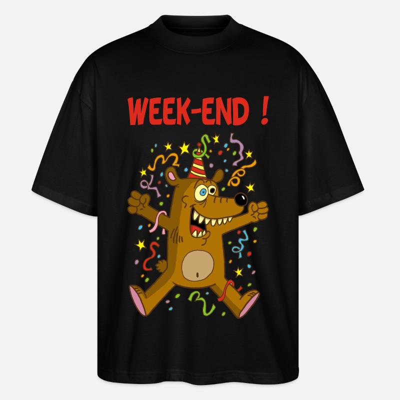 Wochenendbär - Stanley/Stella Oversized Unisex Bio T-Shirt Blaster 2.0 - Schwarz