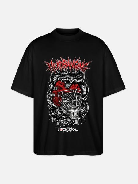Snake and Hockey Mask - Stanley/Stella Oversized Unisex Organic T-shirt Blaster 2.0 - black