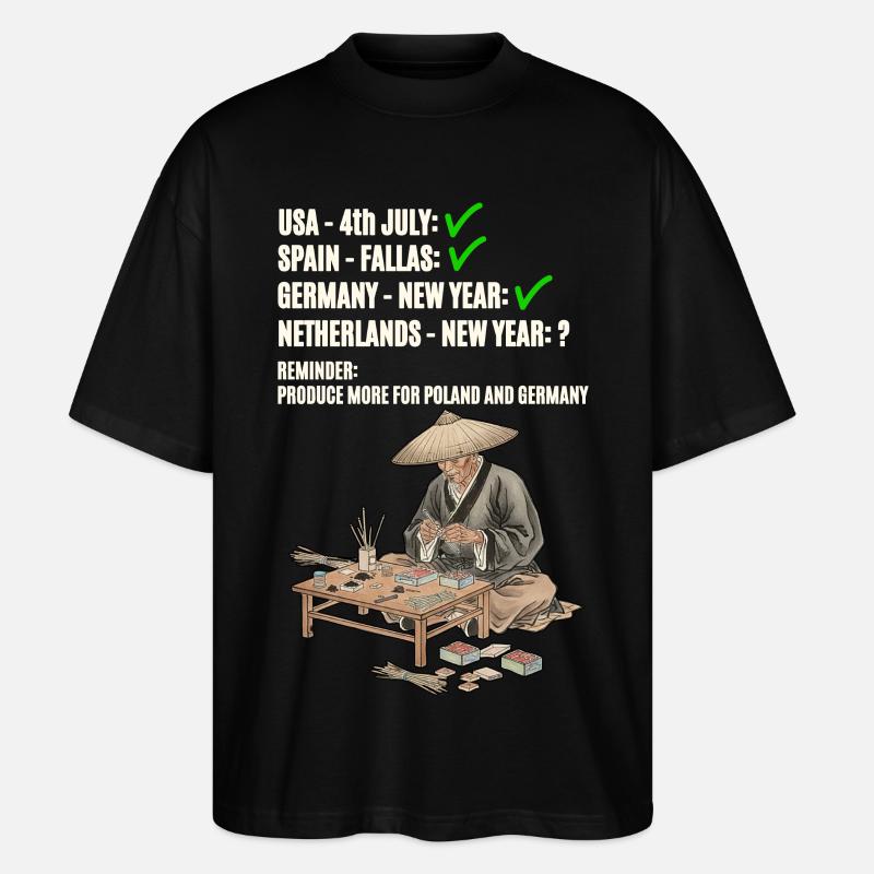 Vuurwerk for Netherlands - Stanley/Stella Oversized Unisex Bio T-Shirt Blaster 2.0 - Schwarz