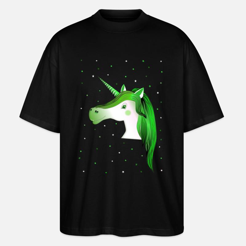 Einhorn Sternenhimmel - Stanley/Stella Oversized Unisex Bio T-Shirt Blaster 2.0 - Schwarz